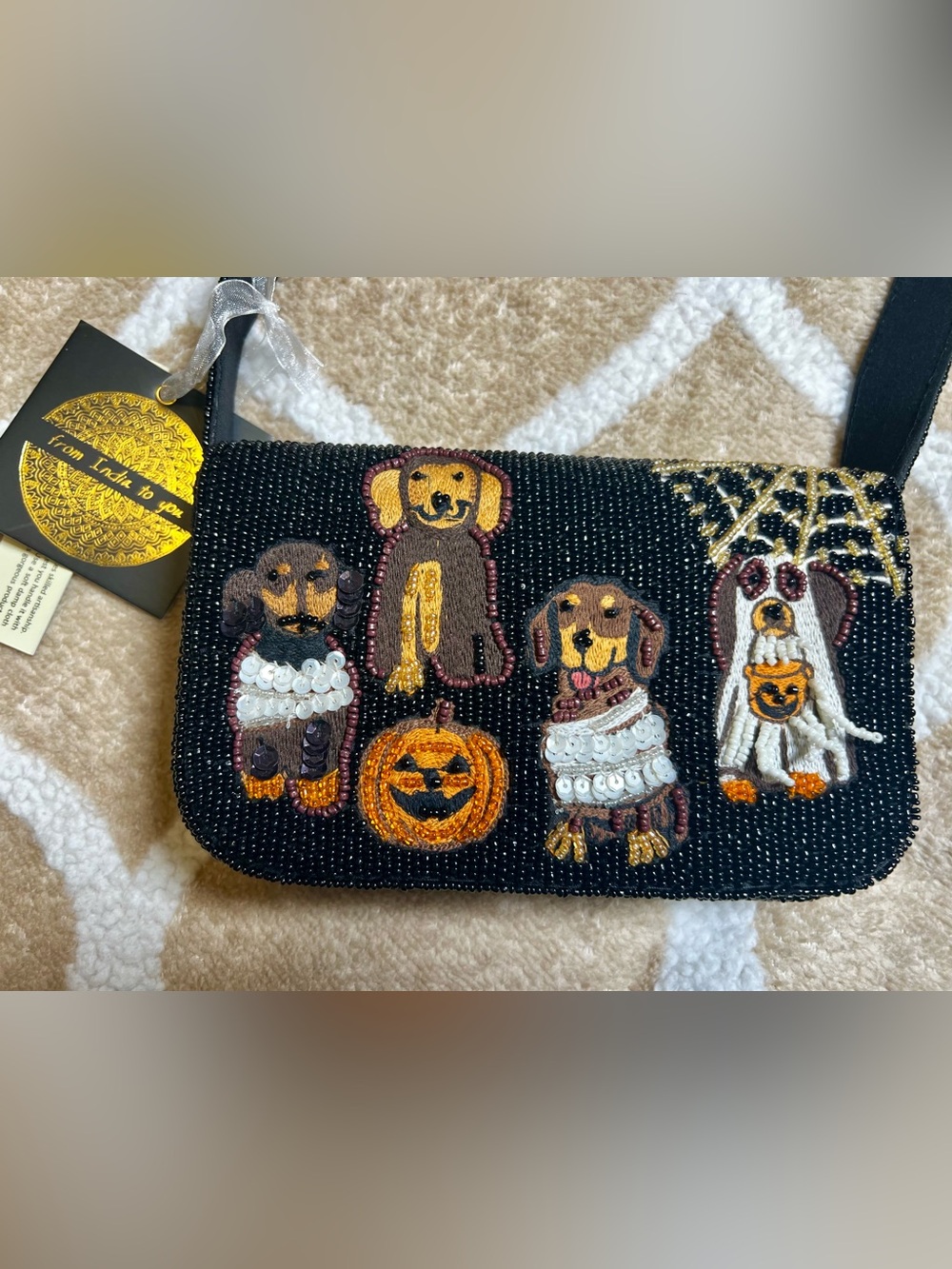 Viral TJ Maxx Beaded Halloween Dogs Shoulder Bag